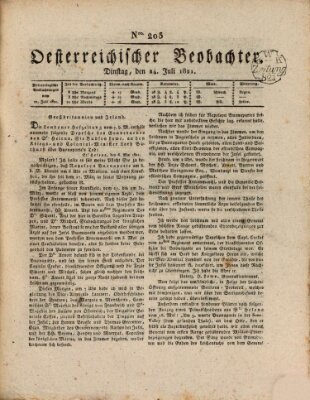 Der Oesterreichische Beobachter Dienstag 24. Juli 1821