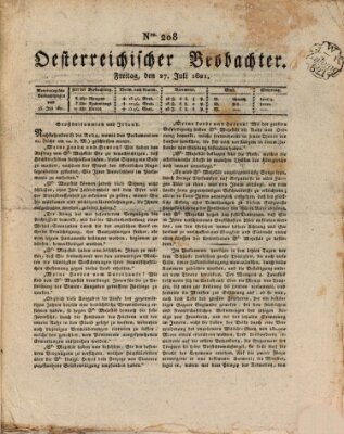 Der Oesterreichische Beobachter Freitag 27. Juli 1821