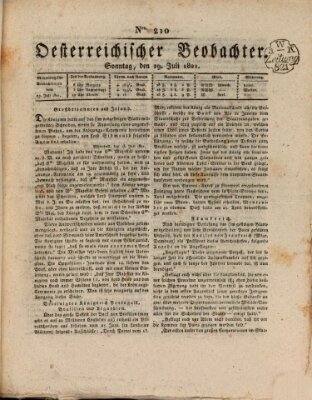 Der Oesterreichische Beobachter Sonntag 29. Juli 1821