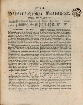 Der Oesterreichische Beobachter Dienstag 31. Juli 1821