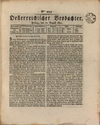 Der Oesterreichische Beobachter Freitag 10. August 1821