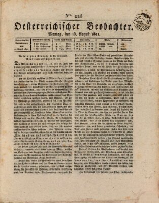 Der Oesterreichische Beobachter Montag 13. August 1821