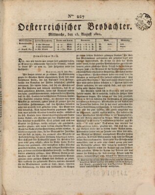 Der Oesterreichische Beobachter Mittwoch 15. August 1821