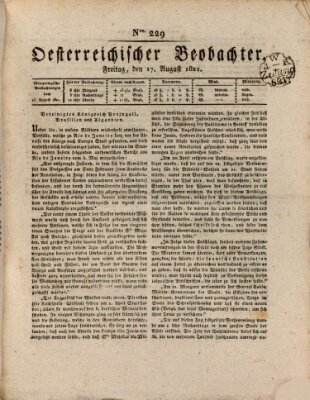 Der Oesterreichische Beobachter Freitag 17. August 1821