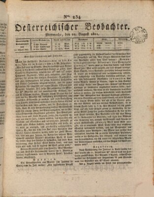 Der Oesterreichische Beobachter Mittwoch 22. August 1821