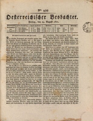 Der Oesterreichische Beobachter Freitag 24. August 1821