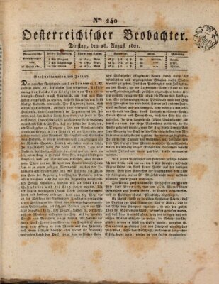 Der Oesterreichische Beobachter Dienstag 28. August 1821