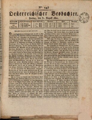 Der Oesterreichische Beobachter Freitag 31. August 1821