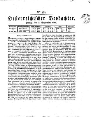 Der Oesterreichische Beobachter Freitag 7. September 1821