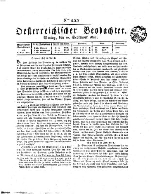 Der Oesterreichische Beobachter Montag 10. September 1821