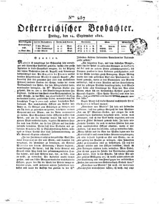 Der Oesterreichische Beobachter Freitag 14. September 1821