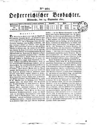 Der Oesterreichische Beobachter Mittwoch 19. September 1821