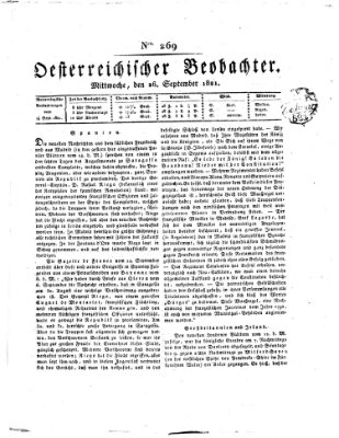 Der Oesterreichische Beobachter Mittwoch 26. September 1821