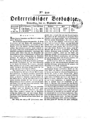 Der Oesterreichische Beobachter Donnerstag 27. September 1821