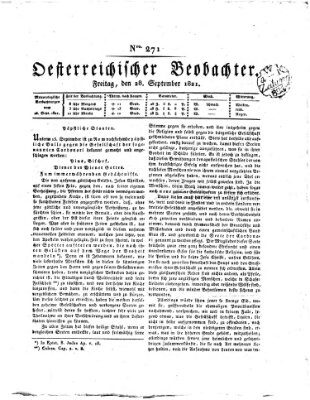 Der Oesterreichische Beobachter Freitag 28. September 1821