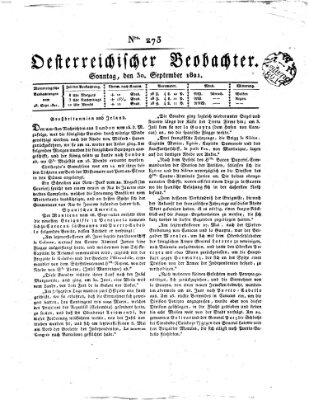 Der Oesterreichische Beobachter Sonntag 30. September 1821