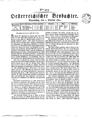 Der Oesterreichische Beobachter Donnerstag 4. Oktober 1821