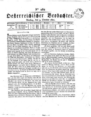 Der Oesterreichische Beobachter Dienstag 9. Oktober 1821