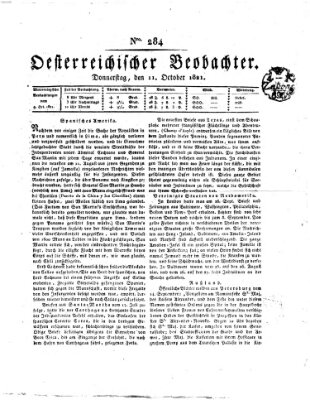 Der Oesterreichische Beobachter Donnerstag 11. Oktober 1821