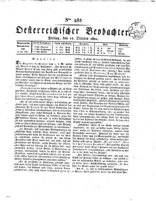 Der Oesterreichische Beobachter Freitag 12. Oktober 1821