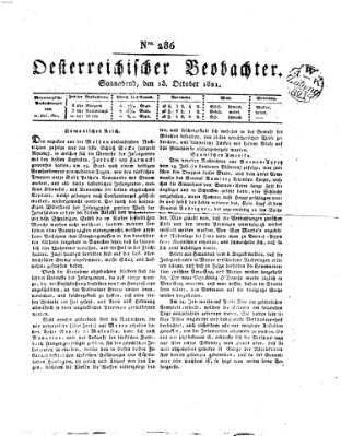 Der Oesterreichische Beobachter Samstag 13. Oktober 1821