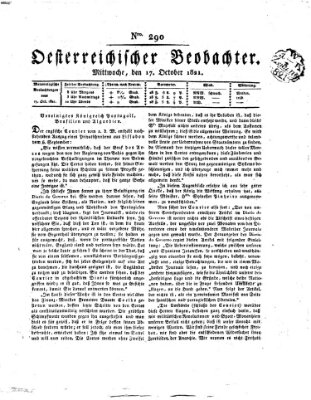 Der Oesterreichische Beobachter Mittwoch 17. Oktober 1821