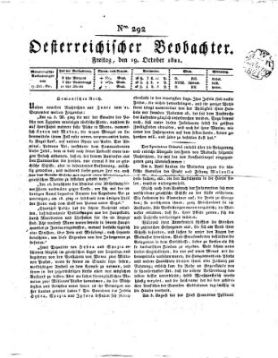 Der Oesterreichische Beobachter Freitag 19. Oktober 1821