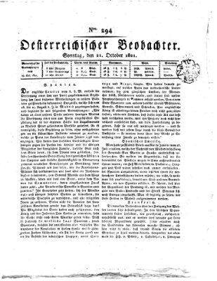 Der Oesterreichische Beobachter Sonntag 21. Oktober 1821