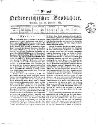 Der Oesterreichische Beobachter Dienstag 23. Oktober 1821