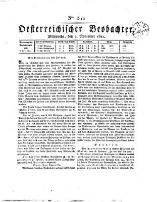 Der Oesterreichische Beobachter Mittwoch 7. November 1821