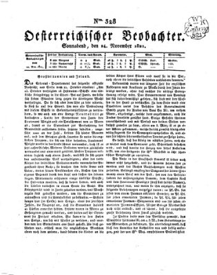 Der Oesterreichische Beobachter Samstag 24. November 1821