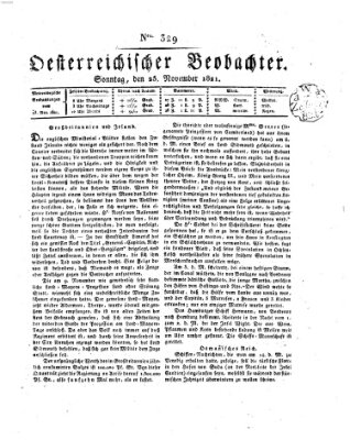 Der Oesterreichische Beobachter Sonntag 25. November 1821