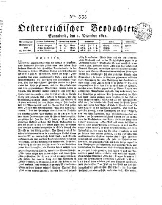 Der Oesterreichische Beobachter Samstag 1. Dezember 1821