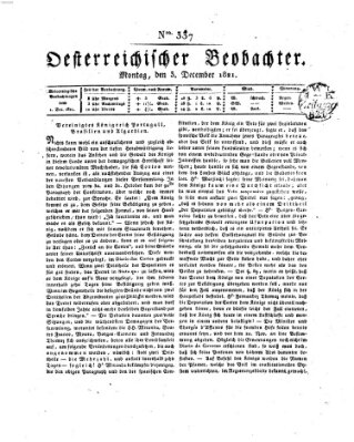 Der Oesterreichische Beobachter Montag 3. Dezember 1821