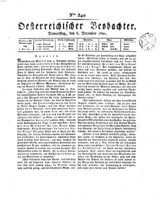 Der Oesterreichische Beobachter Donnerstag 6. Dezember 1821