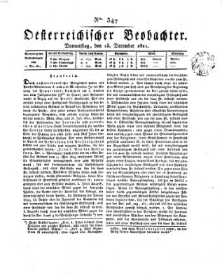 Der Oesterreichische Beobachter Donnerstag 13. Dezember 1821