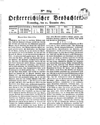 Der Oesterreichische Beobachter Donnerstag 20. Dezember 1821