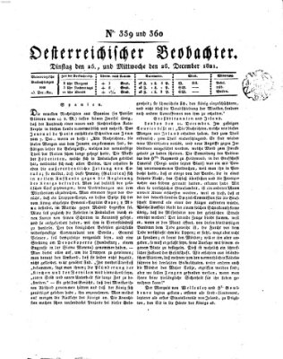 Der Oesterreichische Beobachter Mittwoch 26. Dezember 1821