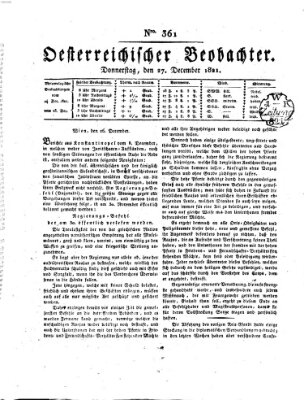 Der Oesterreichische Beobachter Donnerstag 27. Dezember 1821