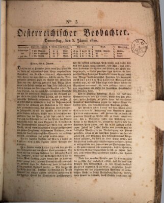 Der Oesterreichische Beobachter Donnerstag 3. Januar 1822