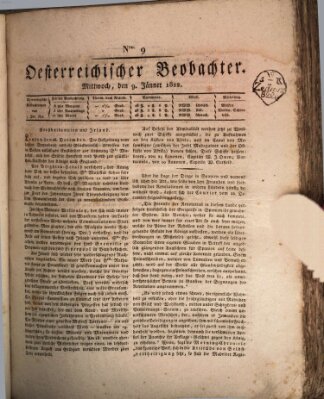 Der Oesterreichische Beobachter Mittwoch 9. Januar 1822