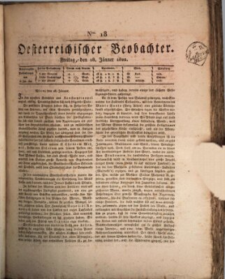 Der Oesterreichische Beobachter Freitag 18. Januar 1822