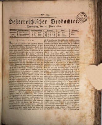 Der Oesterreichische Beobachter Donnerstag 24. Januar 1822