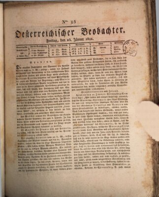 Der Oesterreichische Beobachter Freitag 25. Januar 1822