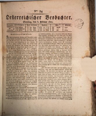 Der Oesterreichische Beobachter Sonntag 3. Februar 1822