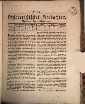 Der Oesterreichische Beobachter Donnerstag 7. Februar 1822