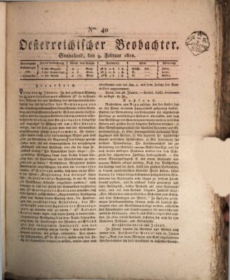 Der Oesterreichische Beobachter Samstag 9. Februar 1822