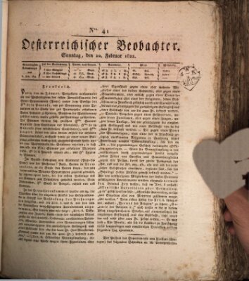 Der Oesterreichische Beobachter Sonntag 10. Februar 1822