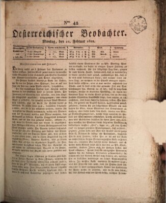 Der Oesterreichische Beobachter Montag 11. Februar 1822