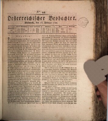 Der Oesterreichische Beobachter Mittwoch 13. Februar 1822